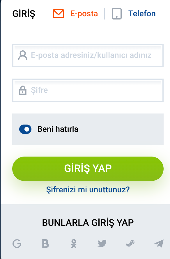 Mostbet profil giriş ekranı